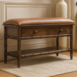 Artisan Furniture Roasted Almond 2 Drawer Bamboo Carved Mango Wood Storage Unit