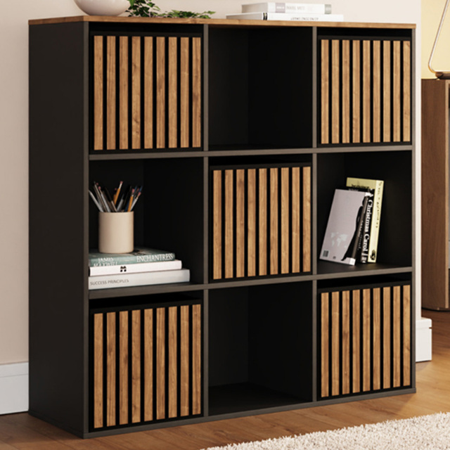GFW Kube Black and Walnut 5 Drawer 4 Shelf Storage Unit - image 1