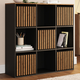GFW Kube Black and Walnut 5 Drawer 4 Shelf Storage Unit
