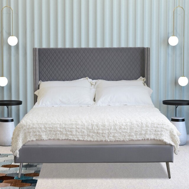 Vanessa Grey King Size Fabric Bed - image 1