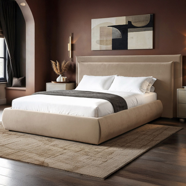 SOLACE+CO Sigrid Sand Double Velvet Ottoman Bed - image 1