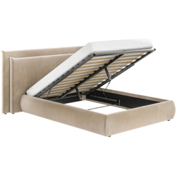 SOLACE+CO Sigrid Sand Double Velvet Ottoman Bed - thumbnail 3