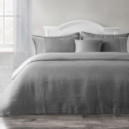 Velosso Waffle Super King Size Silver Duvet and Pillowcase Set