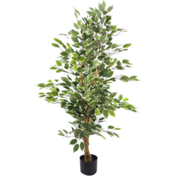 Leaf Artificial White and Green Variegated Bushy Ficus Tree in Pot 130cm - thumbnail 1