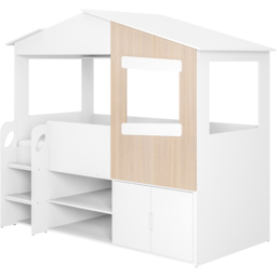 Flair Dreamland White and Oak Play House Bed Frame with Storage - thumbnail 2