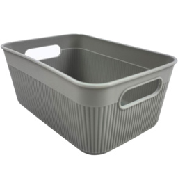 My Home Grey Stripe Storage Basket Medium