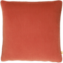 furn. Cosmo Brick Square Velvet Pom-Pom Cushion