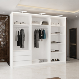 M N Furniture Modern 3 Door White Mirrored Sliding Wardrobe 250cm - thumbnail 4