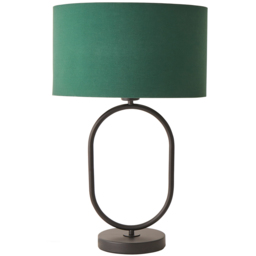 ValueLights Antonia Forest Green Drum Shade Matte Black Oval LED Table Lamp