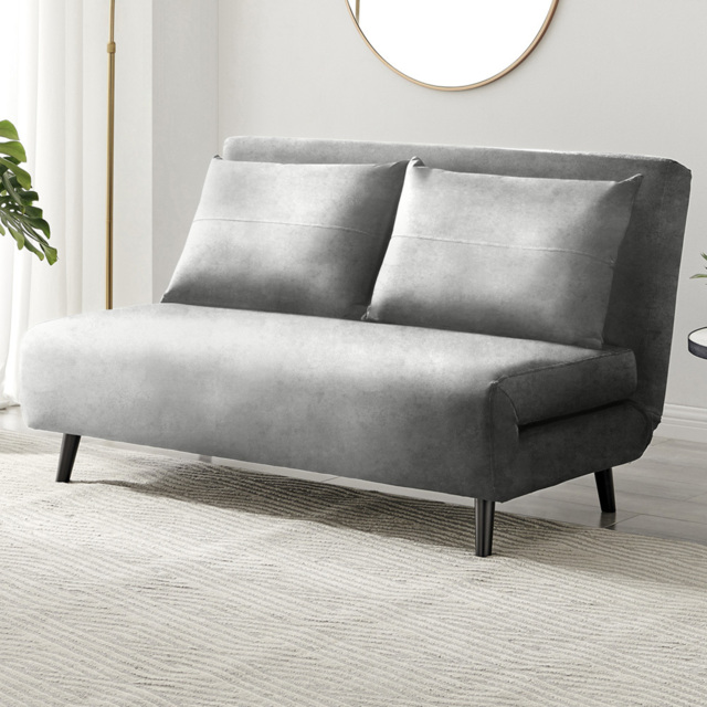 Furniturebox Billie 2 Seater Grey Velvet Sofa Bed - image 1