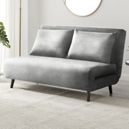Furniturebox Billie 2 Seater Grey Velvet Sofa Bed - thumbnail 1
