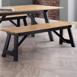 Julian Bowen Hockley 2 Seater Black and Oak Dining Bench