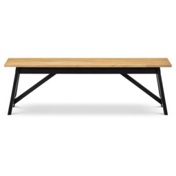 Julian Bowen Hockley 2 Seater Black and Oak Dining Bench - thumbnail 3