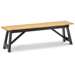 Julian Bowen Hockley 2 Seater Black and Oak Dining Bench - thumbnail 2