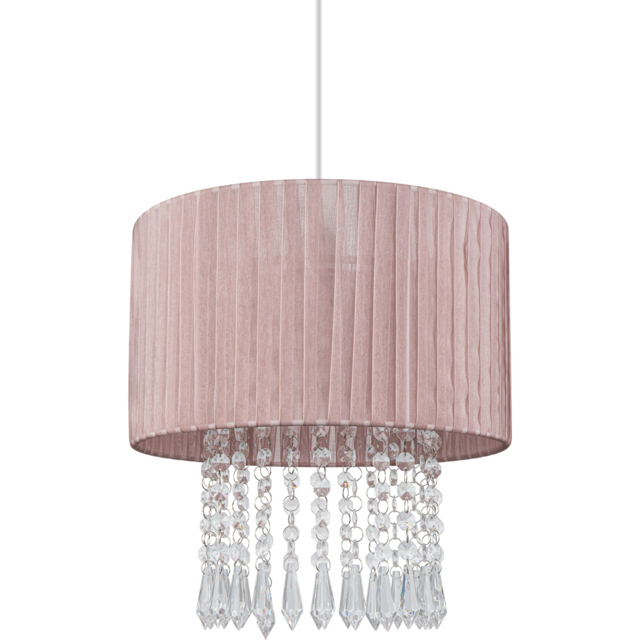 Cosylyte Winni Beaded Voile Easyfit Modern Lamp Shade Pink - image 1