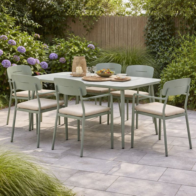 Kettler Verde 6 Seater Green Aluminium Garden Dining Set - image 1