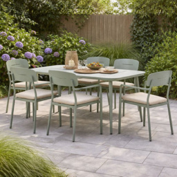 Kettler Verde 6 Seater Green Aluminium Garden Dining Set - thumbnail 1