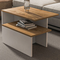 Decorotika Twins 2 Piece Oud White Nesting Coffee Table Set