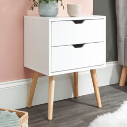 GFW Nyborg 2 Drawer White Bedside Table - thumbnail 1