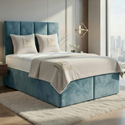 DS Living Harmony Duck Egg Double Plush Velvet Ottoman Bed