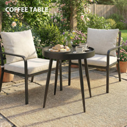 Outsunny Round Black Plastic Outdoor Coffee Table - thumbnail 3