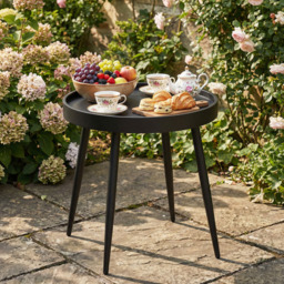 Outsunny Round Black Plastic Outdoor Coffee Table - thumbnail 4