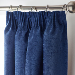Alan Symonds Chenille Blackout Pencil Pleat Curtains Blue 117cm x 229cm - thumbnail 2