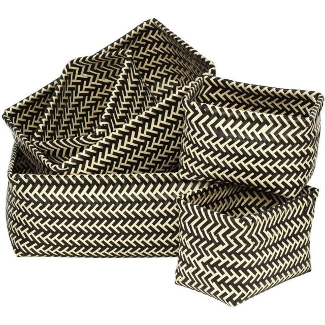 Premier Housewares Black and White Woven Storage Basket 5 Pack - image 1