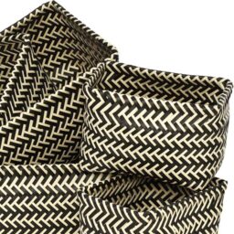 Premier Housewares Black and White Woven Storage Basket 5 Pack - thumbnail 2