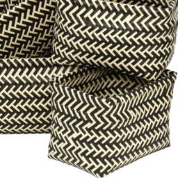 Premier Housewares Black and White Woven Storage Basket 5 Pack - thumbnail 4