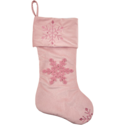 Blushing Ballroom Pink Snowflake Christmas Stocking - thumbnail 1