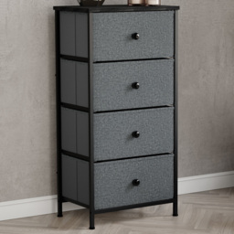 Vida Designs Chorley Grey and Black Fabric 4 Drawer Chest of Drawer - thumbnail 1