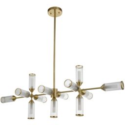 Merano Trieste Clear Frosted Glass Satin Brass Plate Bar Pendant Ceiling Light