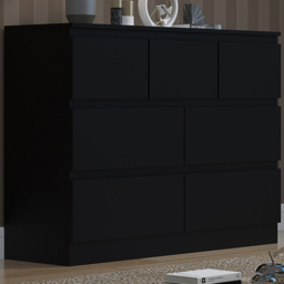 FWStyle Stora 7 Drawer Merchant Matt Black Chest of Drawers - thumbnail 1