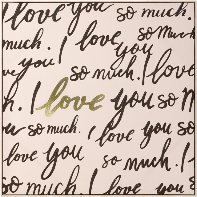 I Love You Handpainted Framed Art Beige - image 1