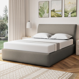 Artemis Home Bethany King Size Light Brown Linen Upholstered Ottoman Bed