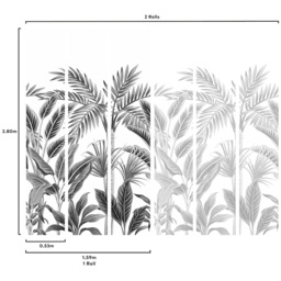 Grandeco Paysage Palm White 3 Lane Wall Mural - thumbnail 4