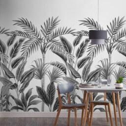 Grandeco Paysage Palm White 3 Lane Wall Mural