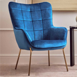 Premier Housewares Stockholm Blue Velvet Chair