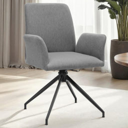 tectake Daya Anthracite Robust Fabric Upholstered Swivel Chair Set of 6