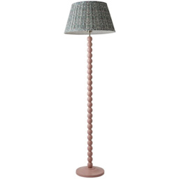ValueLights Bobbin Pastel Pink Floral Pleated Shade Floor Lamp with Bulb
