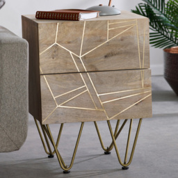 Brooklyn Huyen 2 Drawer Light Gold Side Table