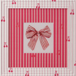 Striped Bow and Cherries Framed Art Pink - thumbnail 2
