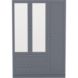 Vida Designs Altino Grey 3 Door 2 Drawer Shaker-Style Mirrored Wardrobe - thumbnail 2