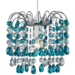 Happy Homewares Contemporary Ceiling Pendant Shade with Teal Acrylic Droplets