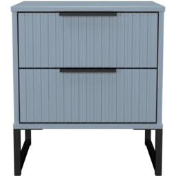 Crowndale Fluted 2 Drawer Denim Blue Compact Bedside Cabinet Ready Assembled - thumbnail 2
