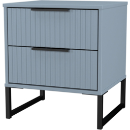 Crowndale Fluted 2 Drawer Denim Blue Compact Bedside Cabinet Ready Assembled - thumbnail 4