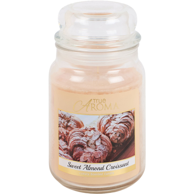 True Aroma Large Mason Jar Candle Sweet Almond Croissant - image 1
