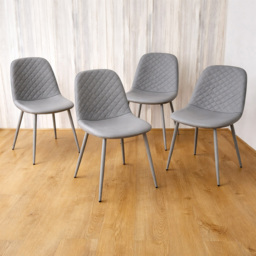 Kosy Koala Set of 4 Grey Faux Leather Gem Pattern Dining Chair