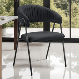 tectake Bedano Black Padded Dining Chair Set of 2